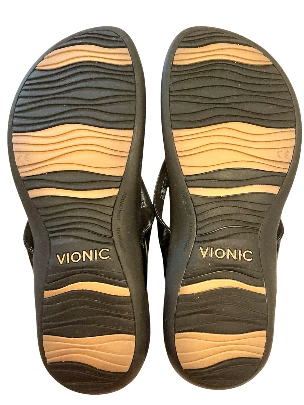 Vionic  Bella II Black Patent Bow Toe-Post Thong Slip on Ortho Sandal Sz-10 Wide - Picture 13 of 15